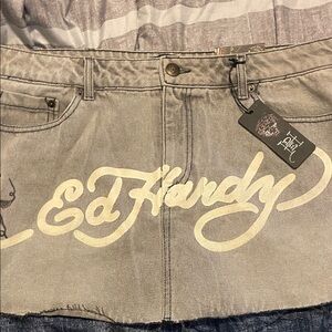 Ed Hardy Light Gray Denim Skirt